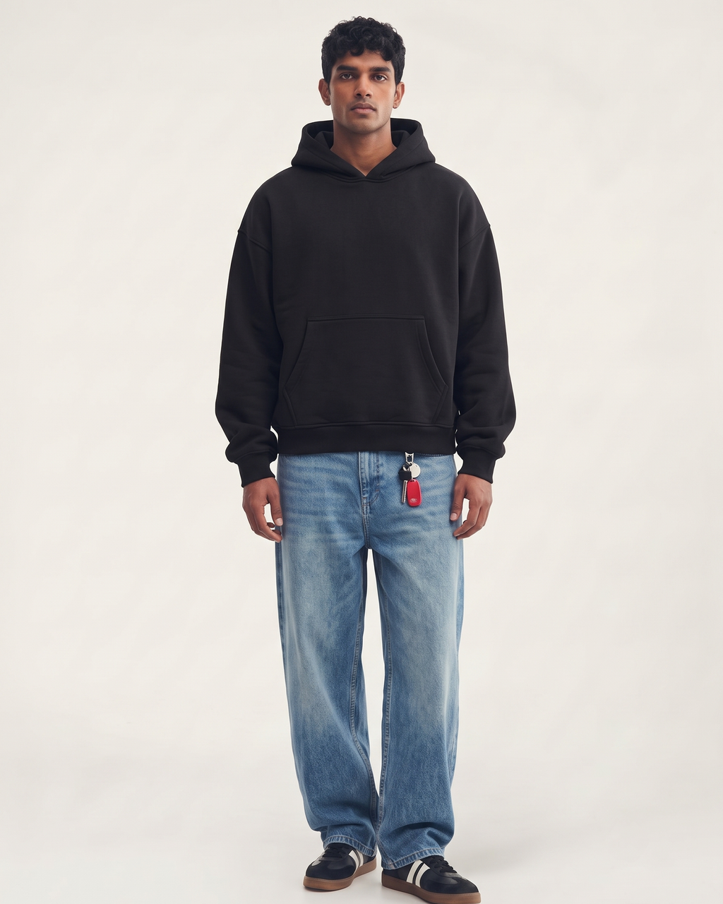 Black Boxy Hoodie | 360 GSM Cotton Winter Hoodie