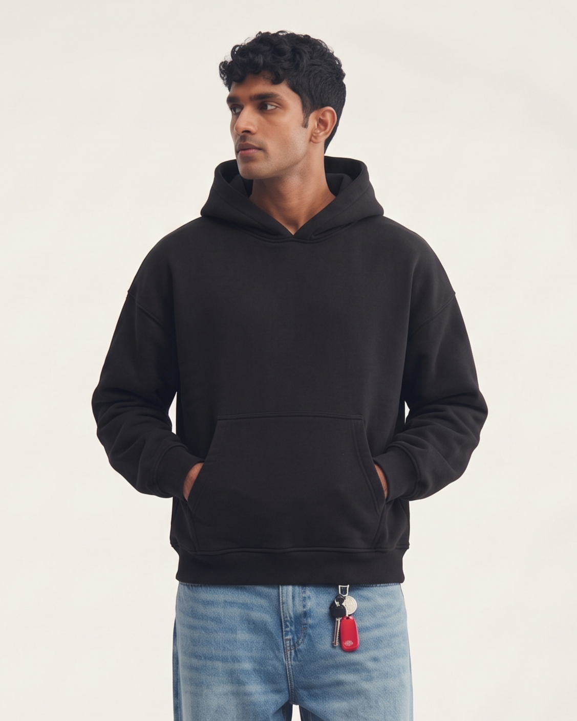 Black Boxy Hoodie | 360 GSM Cotton Winter Hoodie