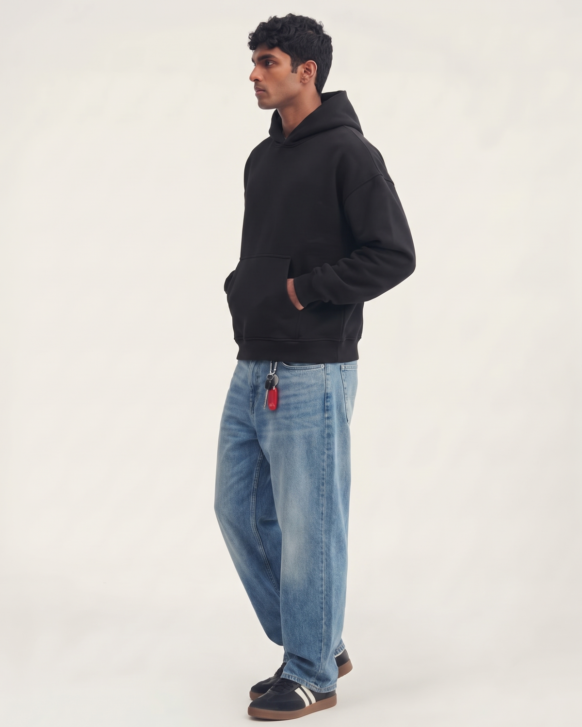 Black Boxy Hoodie | 360 GSM Cotton Winter Hoodie
