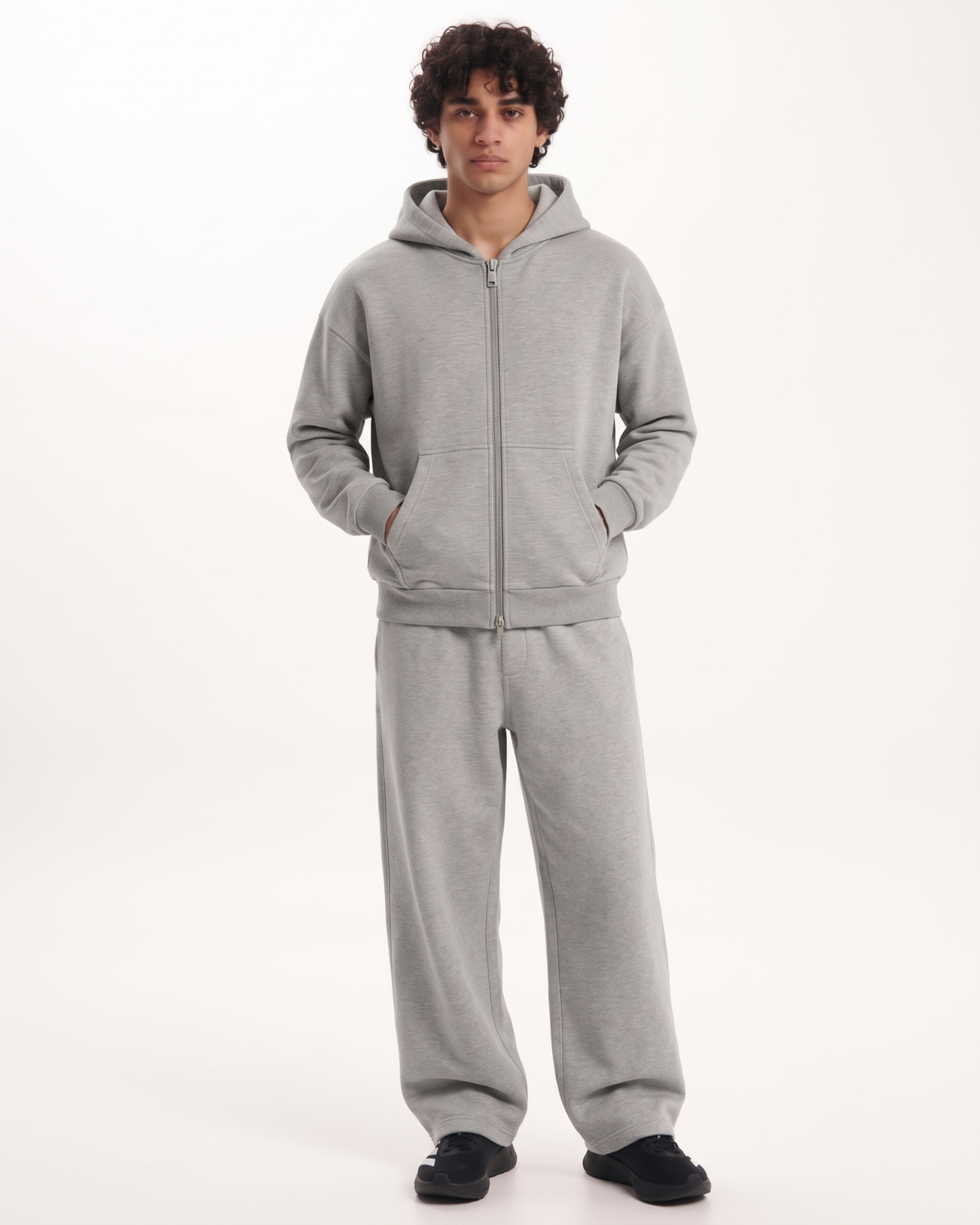 Grey Boxy Dual Zipper Hoodie | 360 GSM Cotton Boxy Hoodie
