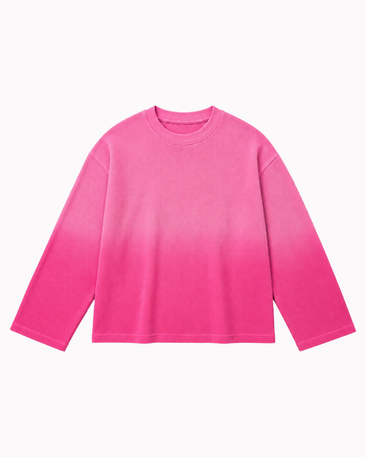 Pink Ombré Waffle Knit Oversized Full-Sleeve T-Shirt | 240 GSM Cotton Waffle Knit Tee