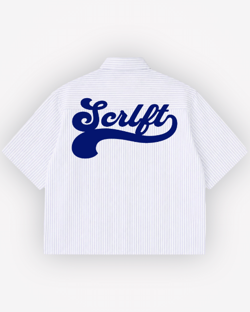 SCRLFT Boxy Shirt | 160 GSM Blue Striped Cotton Oxford Shirt