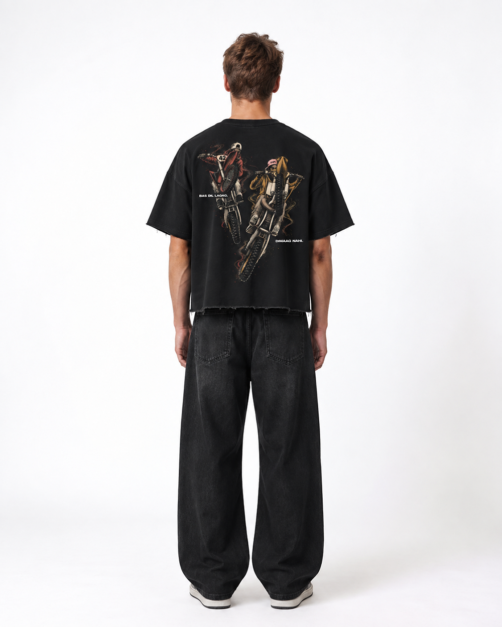 Dil Lagao Boxy Fit T-Shirt | 240 GSM French Terry Cotton Black Graphic Tee