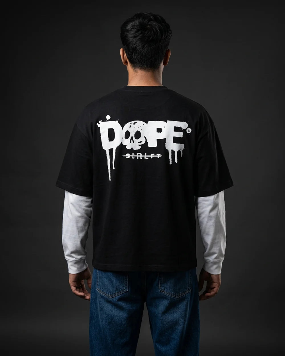 Dope Mode Oversized Tee | 240 GSM French Terry Cotton Black with White Sleeves