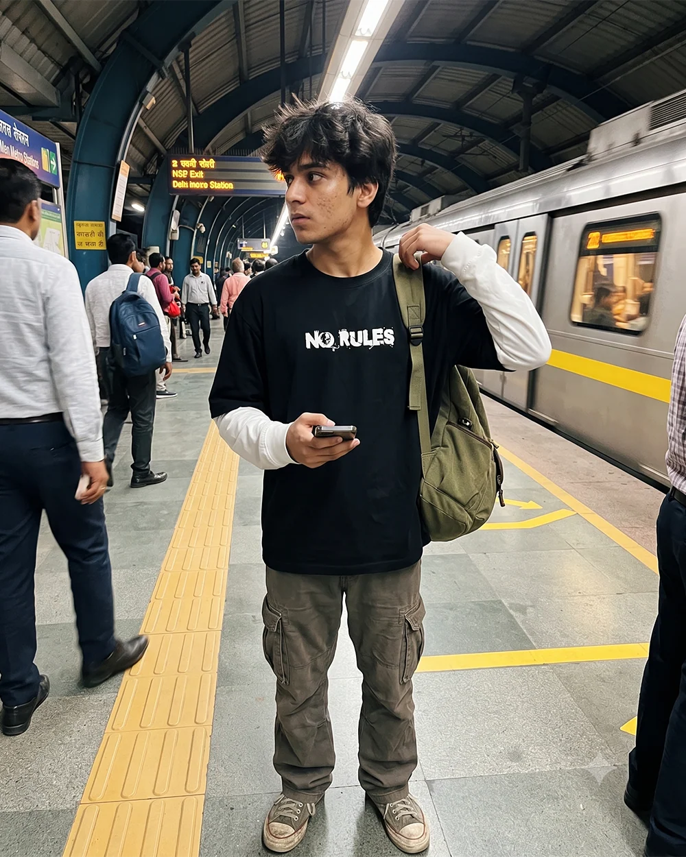 Dope Mode Oversized Tee | 240 GSM French Terry Cotton Black with White Sleeves