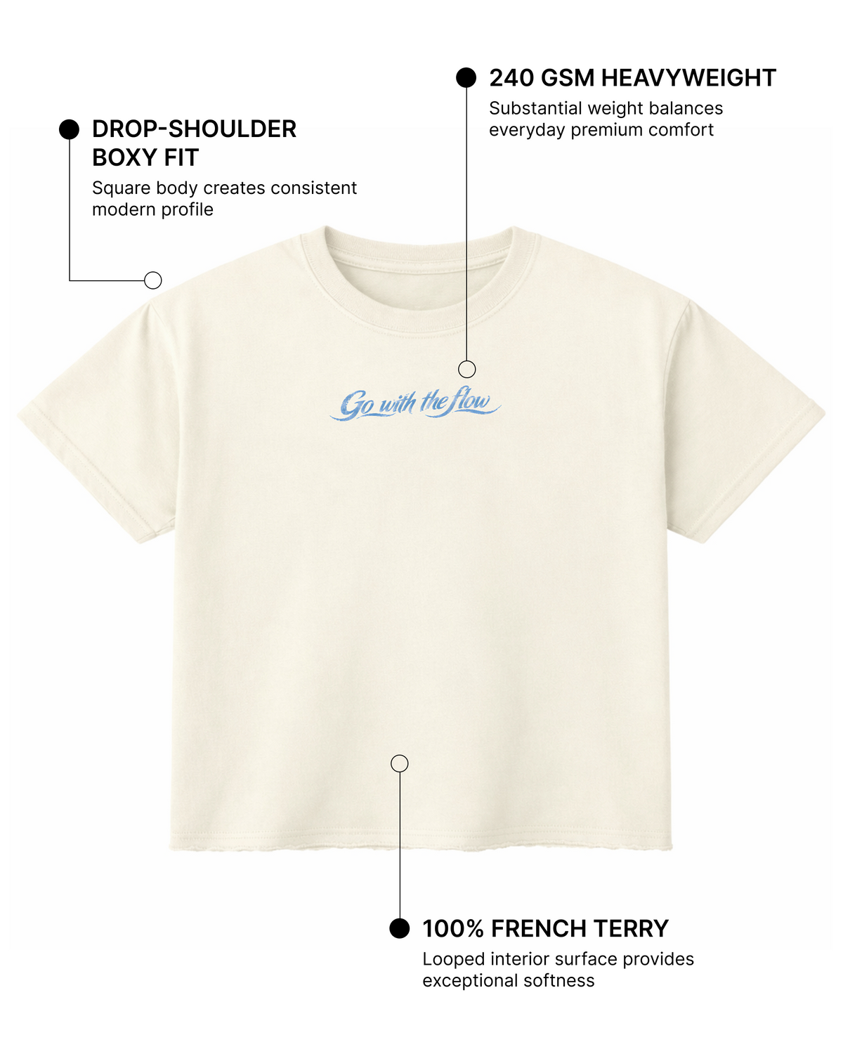 Flowstate Boxy Fit T-Shirt | 240 GSM French Terry Off-White Graphic Tee