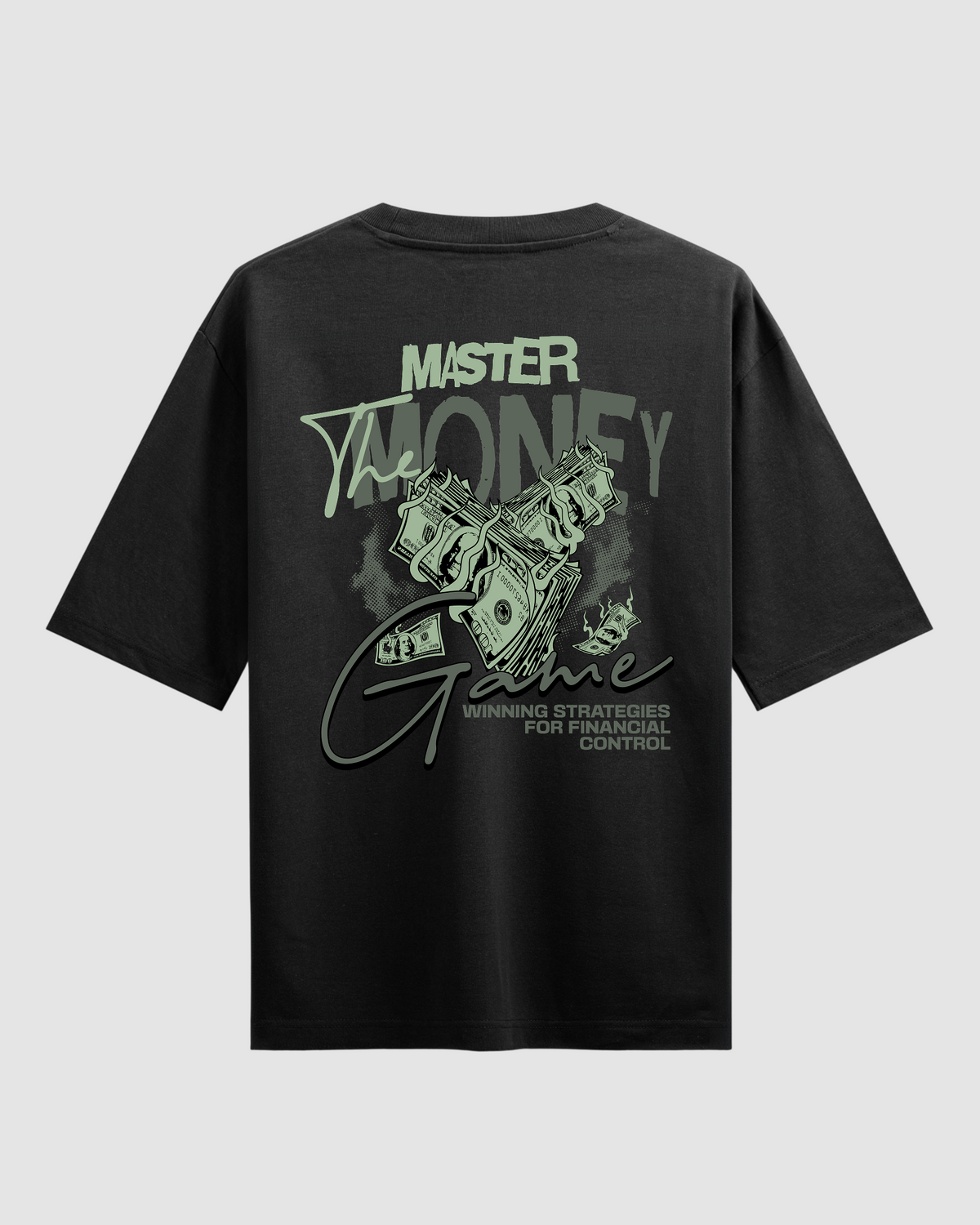 Money Game Oversized T-Shirt | 240 GSM French Terry Cotton Black Graphic Tee