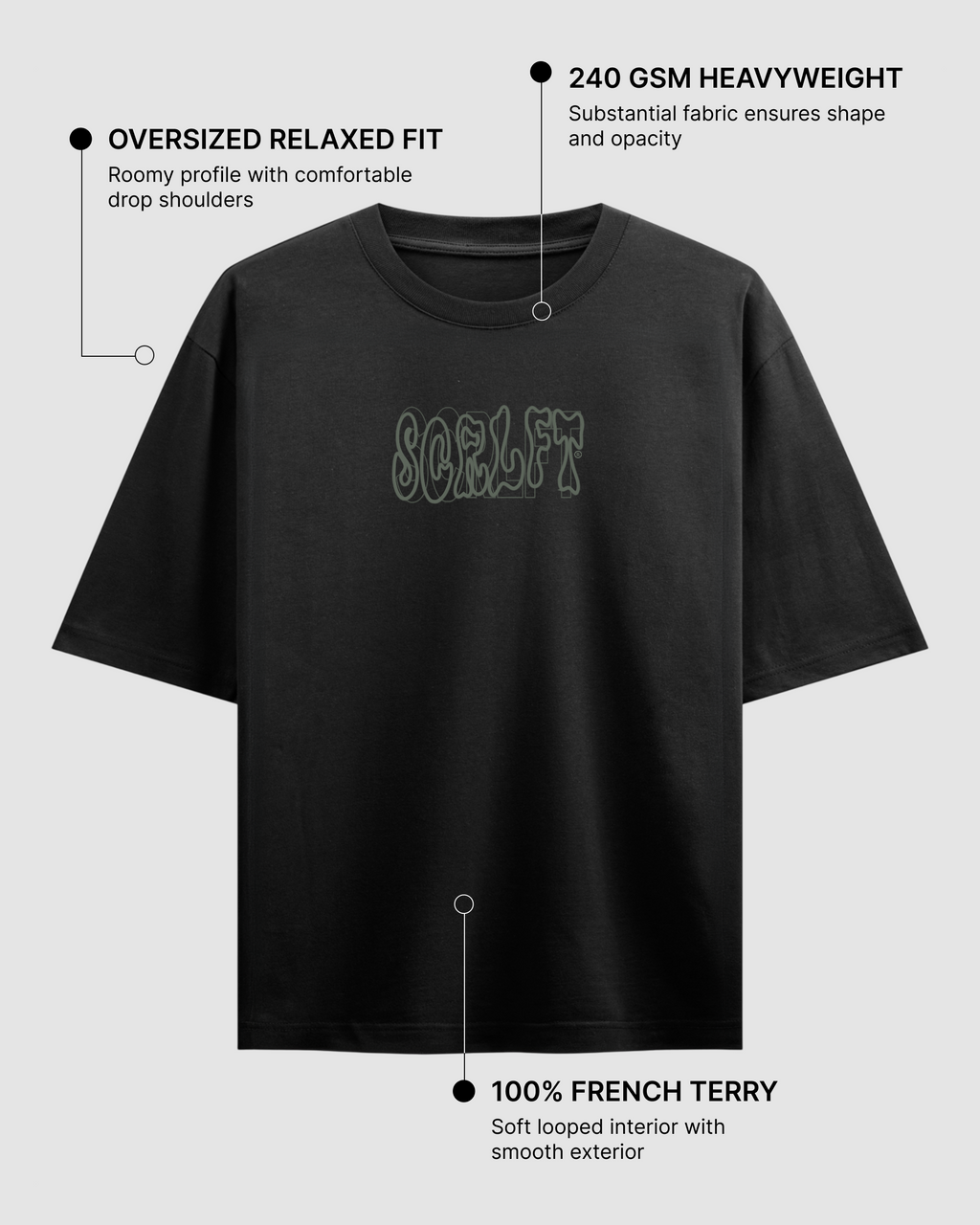 Money Game Oversized T-Shirt | 240 GSM French Terry Cotton Black Graphic Tee