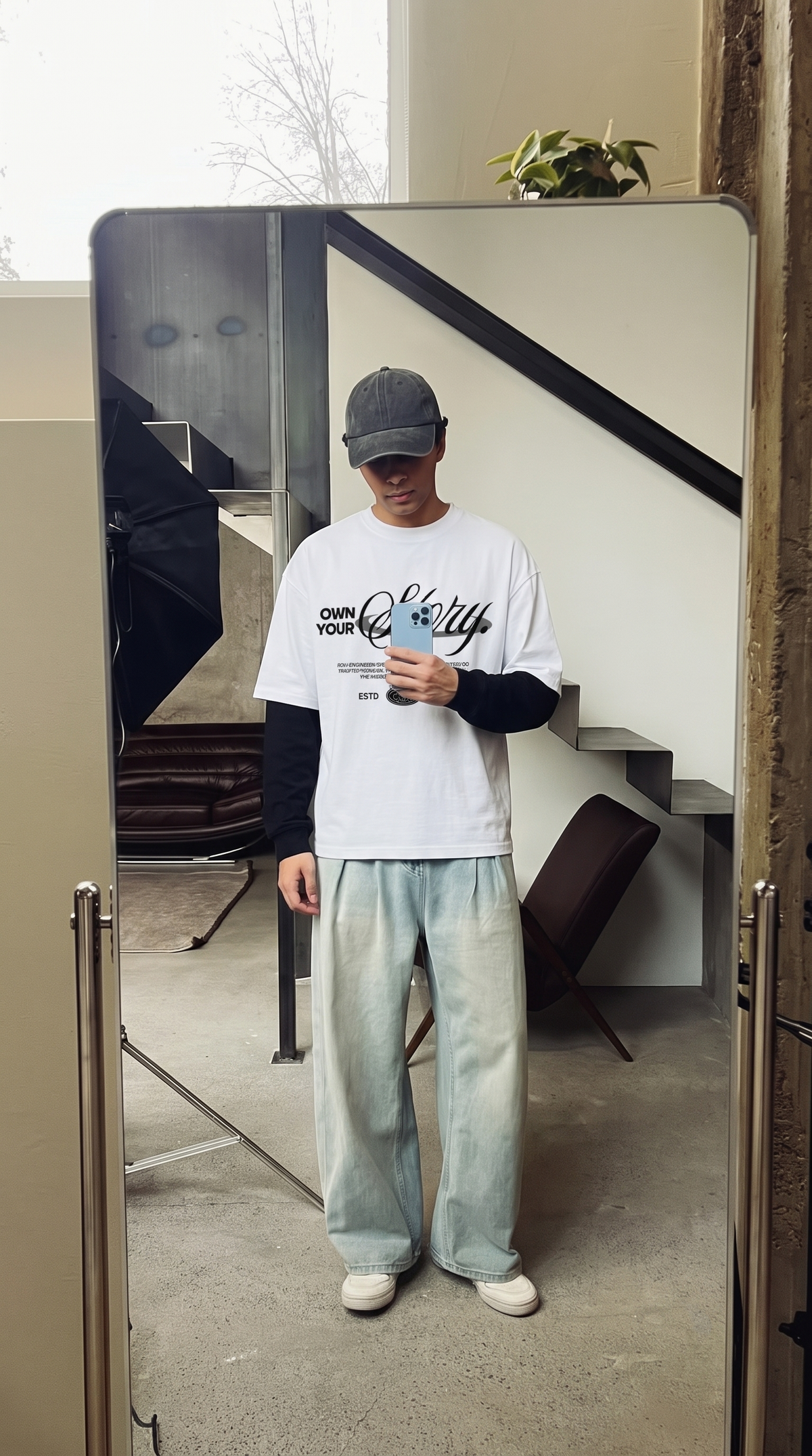 Own Your Story White With Black Sleeve Oversized T-Shirt | 240 GSM French Terry Cotton Graphic Tee