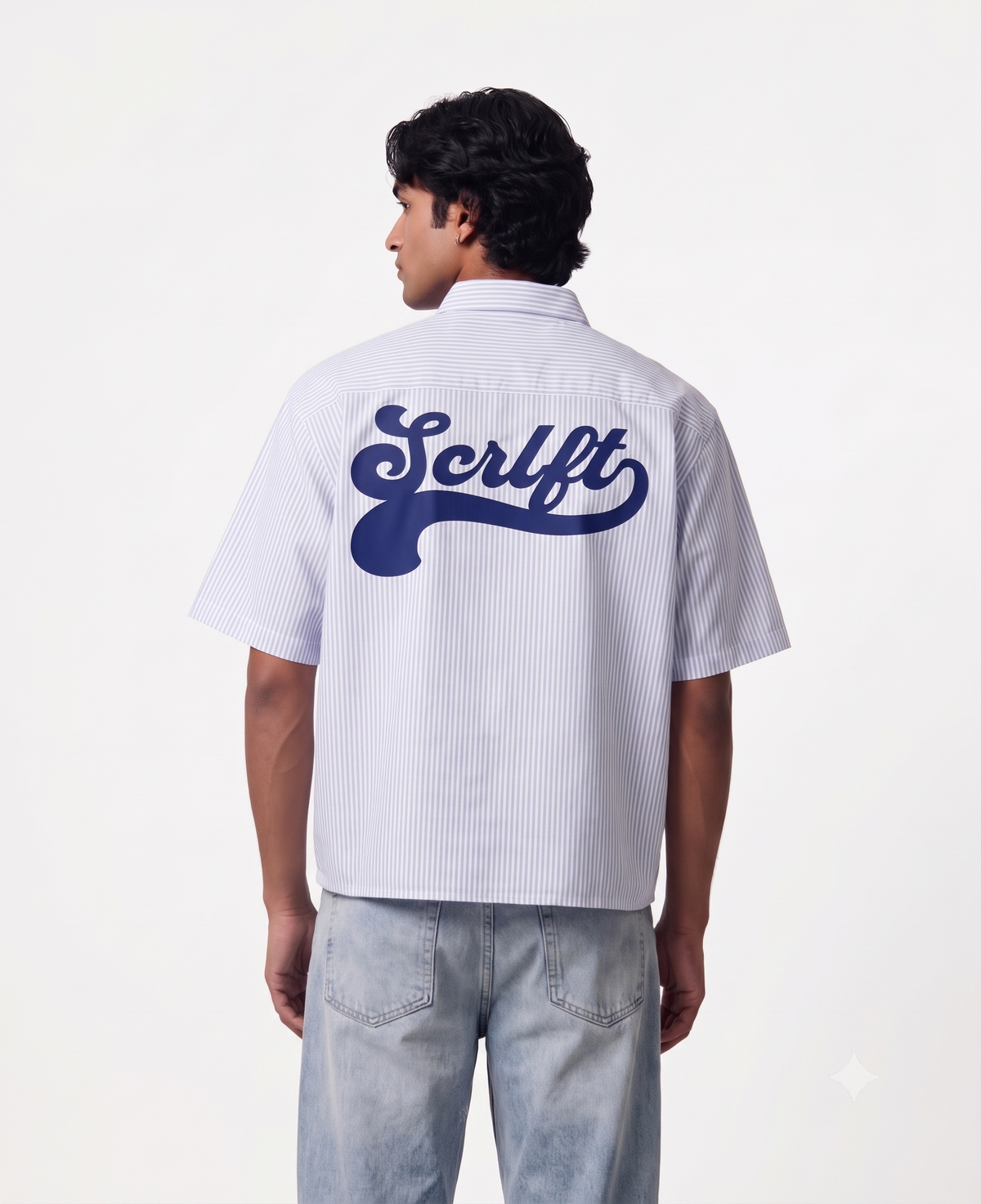 SCRLFT Boxy Shirt | 160 GSM Blue Striped Cotton Oxford Shirt